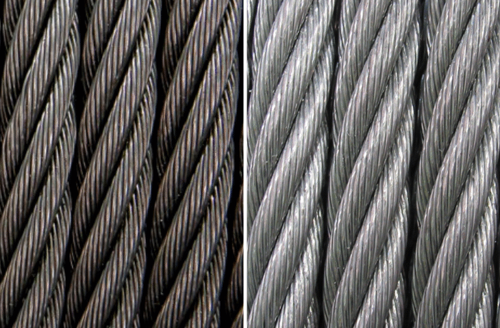 Cabos de aço polido e galvanizado