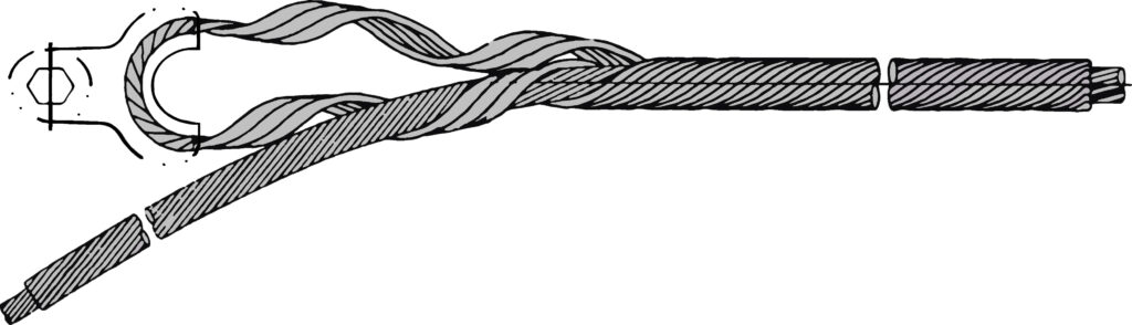 desenho de alça preformada com cabo